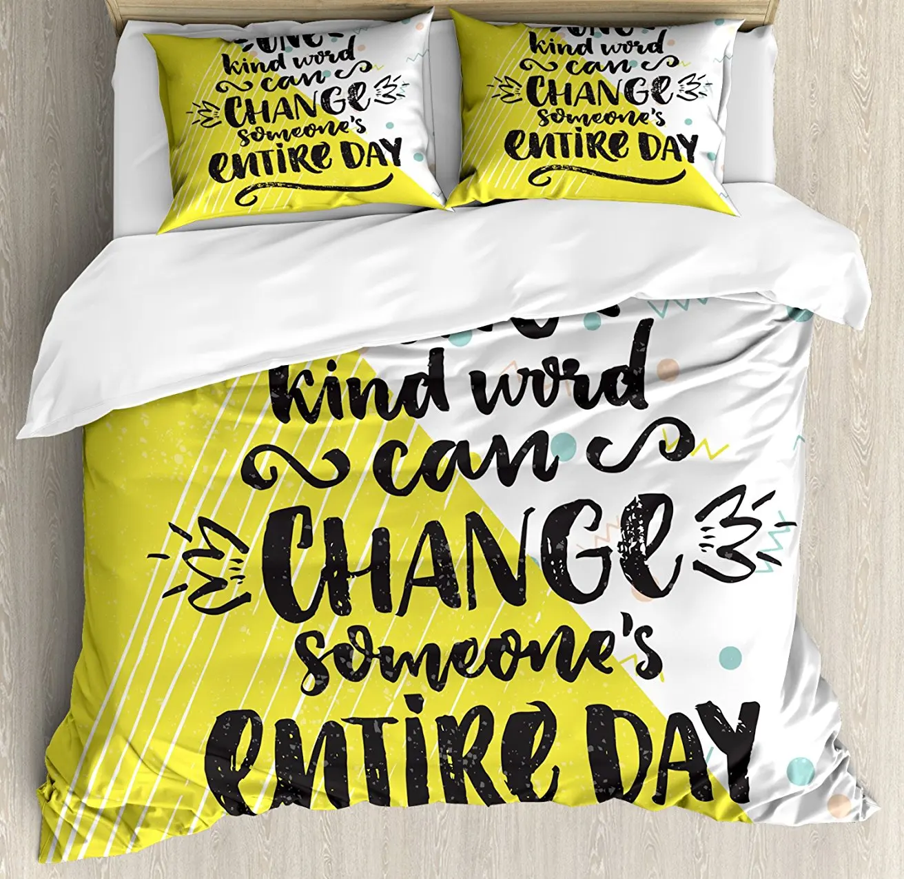 Duvet Cover Set, Memphis Style Iconic 90s Retro Design One Kind Word Can Change Someones Entire Day, 4 Piece Bedding Set
Duvet Cover Set, Memphis Style Iconic 90s Retro Design One Kind Word Can Change Someones Entire Day, 4 Piece Bedding Set