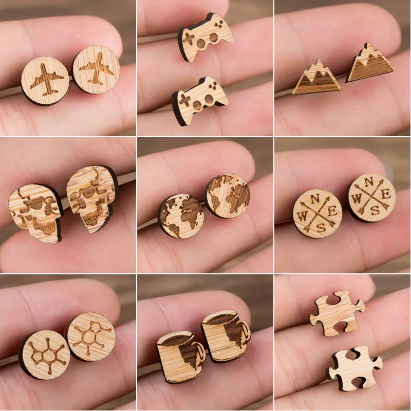 Hfarich Personality Fashion Geometric Mountain Airplane Cup Wood Stud Earrings For Women Retro Female Women Earrings Jewelry
Hfarich Personality Fashion Geometric Mountain Airplane Cup Wood Stud Earrings For Women Retro Female Women Earrings Jewelry