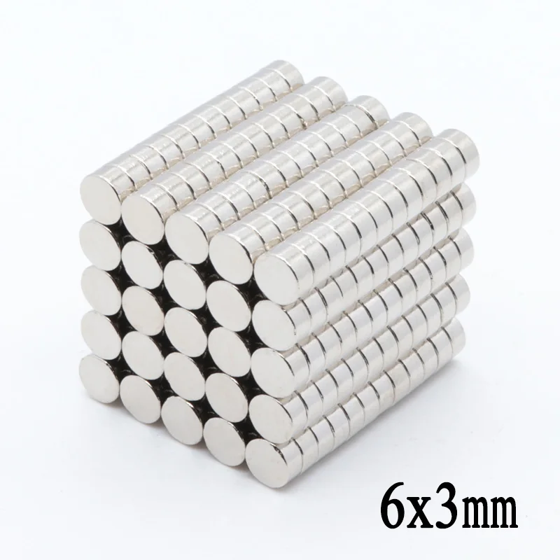 

500pcs 6x3 mm pull force 0.8KG strong small ndfeb permanent rare earth refrigerator magnet strong magnetic discs 6 * 3 mm