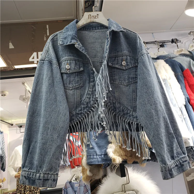 Spring Autumn New Korean Women's Denim Short Jacket Fashion Irregular Tassel Bust Girls Ladies All-match Basic Coats
Spring Autumn New Korean Women's Denim Short Jacket Fashion Irregular Tassel Bust Girls Ladies All-match Basic Coats