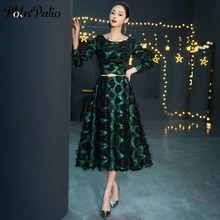 Elegant Long Sleeve Evening Dresses O-neck A-line Tea-Length Lace Green Formal Gown Mother Of The Bride Dresses
Elegant Long Sleeve Evening Dresses O-neck A-line Tea-Length Lace Green Formal Gown Mother Of The Bride Dresses