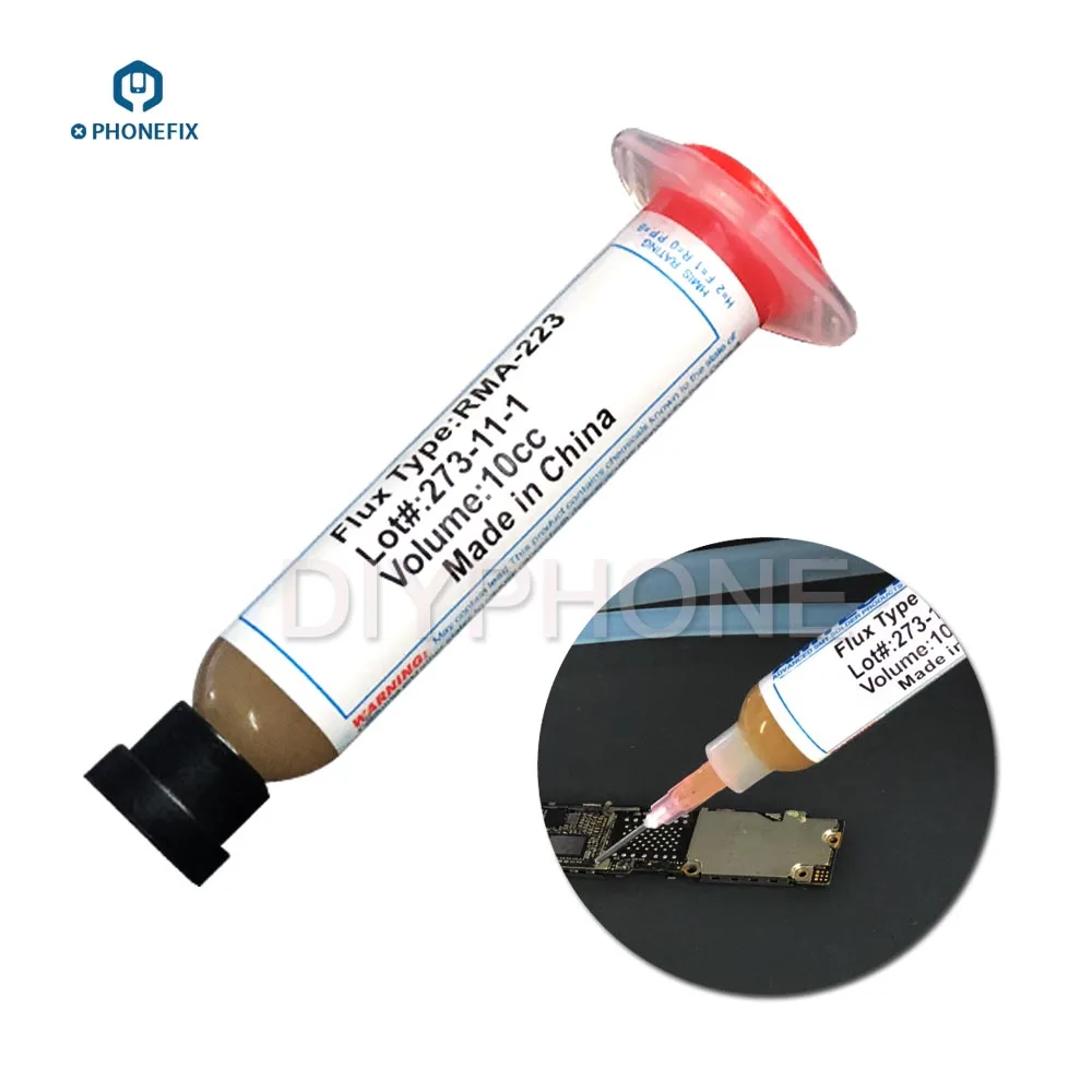 PHONEFIX Advanced 10CC OEM RMA-223 BGA Soldering Paste Flux with Syringe Plunger Needle Head for Phone PCB Welding No-clean Flux
PHONEFIX Advanced 10CC OEM RMA-223 BGA Soldering Paste Flux with Syringe Plunger Needle Head for Phone PCB Welding No-clean Flux