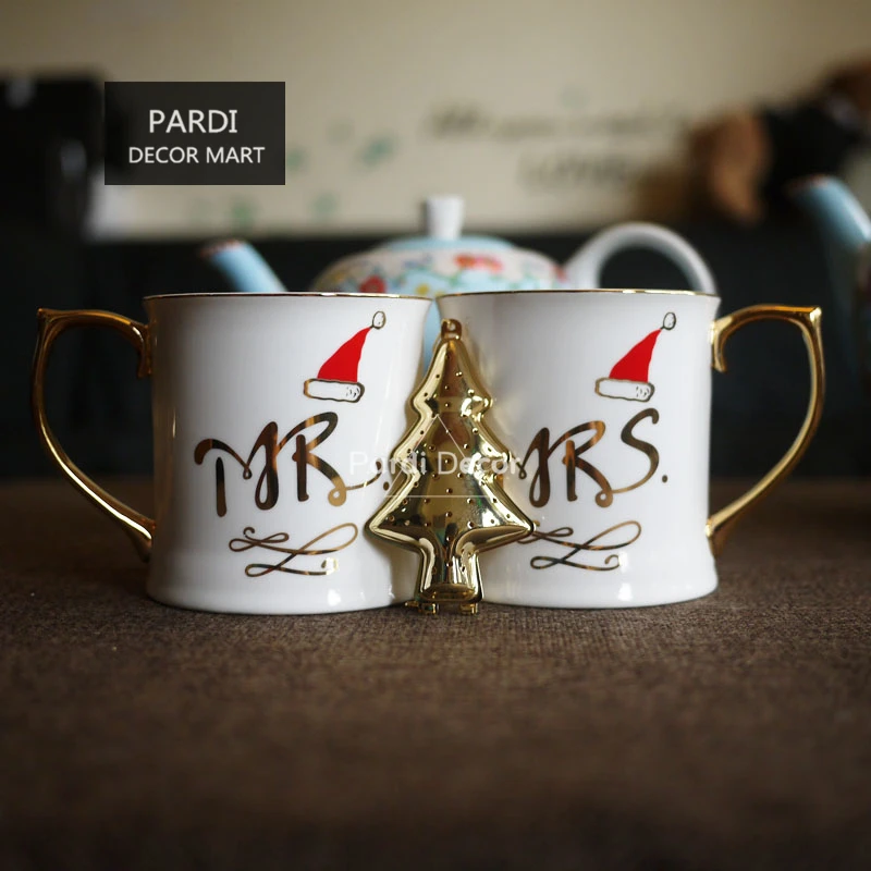 Christmas Gift Coffee Mug Mr& Mrs Golden Handle Coffee Mug with a free Christmas Tree Tea Strainer 1pc/lot
Christmas Gift Coffee Mug Mr& Mrs Golden Handle Coffee Mug with a free Christmas Tree Tea Strainer 1pc/lot
