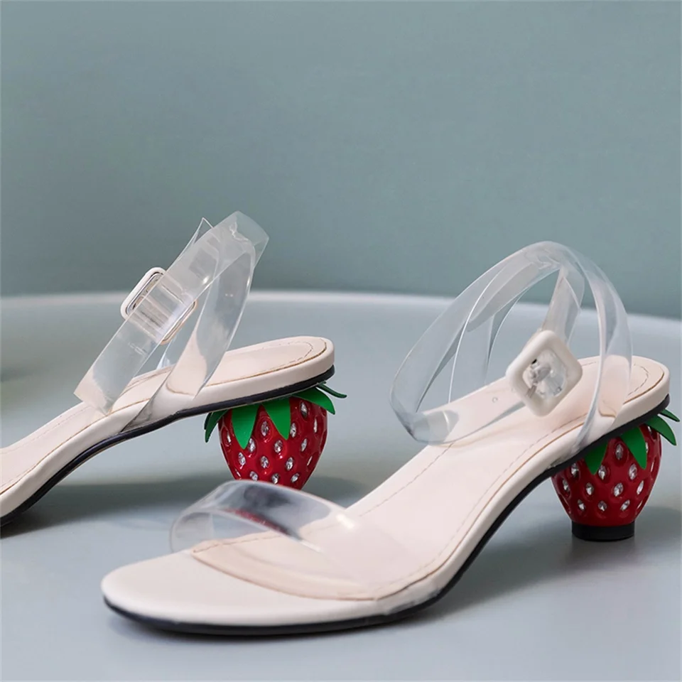 2019 summer women's sandals high quality transparent fabric shoes fashion 5CM strawberry heel open toe sandals
2019 summer women's sandals high quality transparent fabric shoes fashion 5CM strawberry heel open toe sandals
