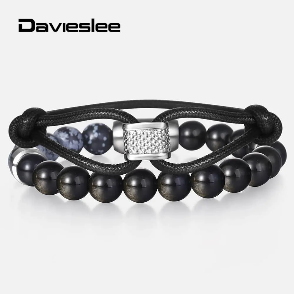 2Pcs/ Set Natural Stone Bracelet for Men Boy Natural Gold Snowflake Obsidian Leather Chain Charm Men's Couple Bracelets DDLBF39
2Pcs/ Set Natural Stone Bracelet for Men Boy Natural Gold Snowflake Obsidian Leather Chain Charm Men's Couple Bracelets DDLBF39