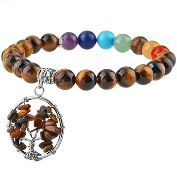 SUNYIK 8mm Tiger's Eye Stone 7 Chakra Beads Bracelet Tree of Life Dangle Yoga Energy Reiki Healing Jewelry
SUNYIK 8mm Tiger's Eye Stone 7 Chakra Beads Bracelet Tree of Life Dangle Yoga Energy Reiki Healing Jewelry