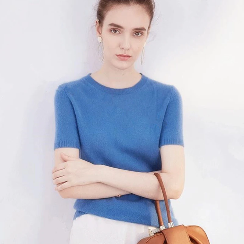 2019 Women's Cashmere O Neck Short Sleeve Knitted Pullover Tee Base T Wool Cashmere Sweater Plus Size Women Jumper
2019 Women's Cashmere O Neck Short Sleeve Knitted Pullover Tee Base T Wool Cashmere Sweater Plus Size Women Jumper