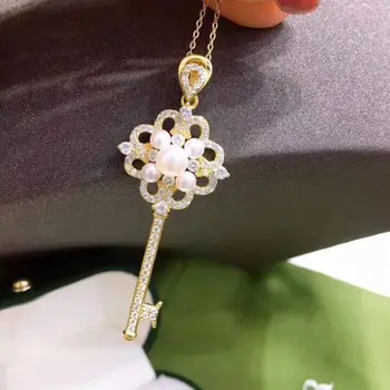 Luxury Shinning Keys Design Pendant Necklace S925 Sterling Silver Pearl Pendant Chain Gold Color With 3-5mm Pearl Jewelry Gifts
Luxury Shinning Keys Design Pendant Necklace S925 Sterling Silver Pearl Pendant Chain Gold Color With 3-5mm Pearl Jewelry Gifts