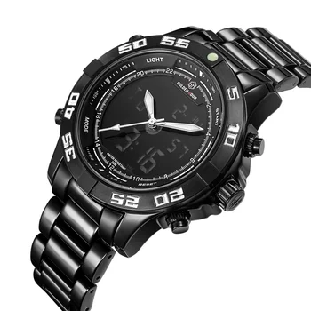 GOLDEN HOURS Dual Time Mens Watches Top Brand Luxury Calendar Black Stainless Steel Strap LED Electronic Digital Wrist Watch Men
GOLDEN HOURS Dual Time Mens Watches Top Brand Luxury Calendar Black Stainless Steel Strap LED Electronic Digital Wrist Watch Men