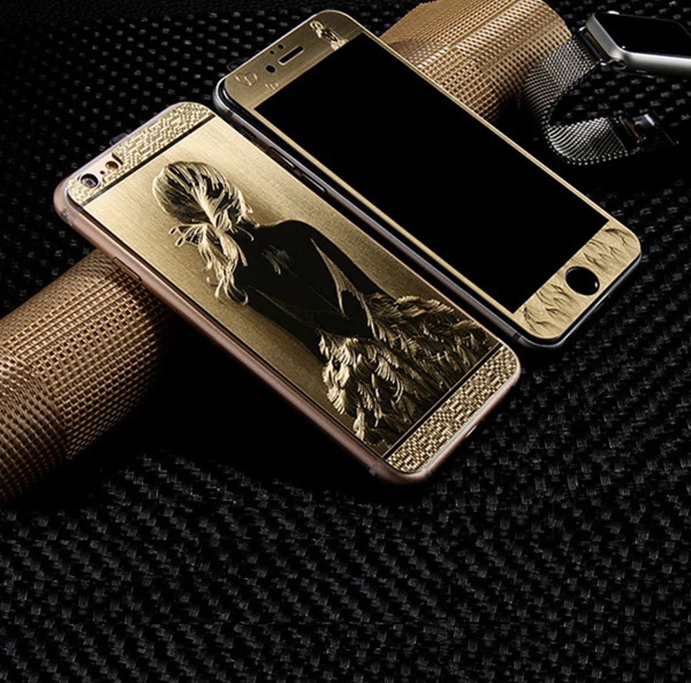 2 5D Front Back Luxury Gold 9H 3D painting Full Cover Color Tempered Glass font b