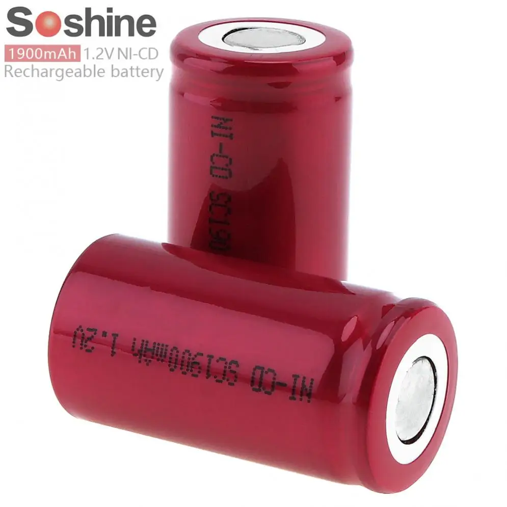 New Soshine 2pcs 1.2V NI-CD SC 1900mAh Rechargeable Flat Head Battery with Safety Relief Valve for Screwdriver / Drill
New Soshine 2pcs 1.2V NI-CD SC 1900mAh Rechargeable Flat Head Battery with Safety Relief Valve for Screwdriver / Drill