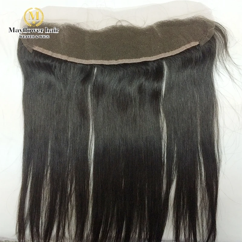 

100% Unprocessed Malaysian straight virgin hair Swiss lace frontal closure 13x2"  ear to ear No tangle Natural black can be dye