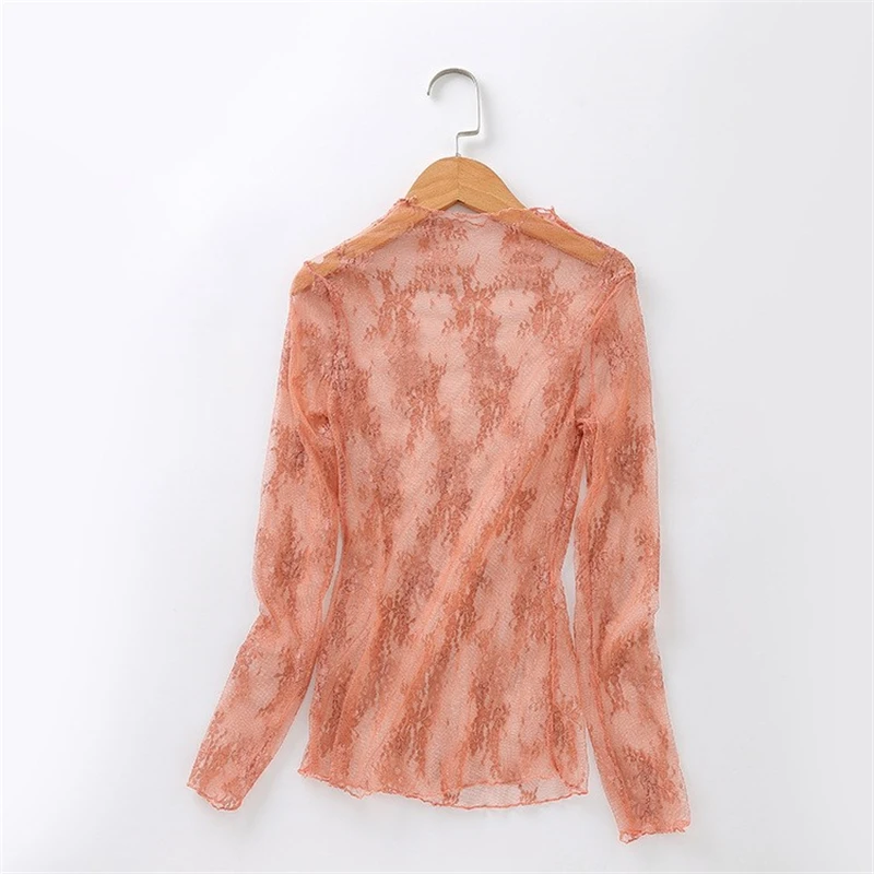 Ladies Sexy Long Sleeve Mesh Lace See Through T-shirt Summer Transparent Floral Base Top Tee T Shirt Women Femme Korean 2018
Ladies Sexy Long Sleeve Mesh Lace See Through T-shirt Summer Transparent Floral Base Top Tee T Shirt Women Femme Korean 2018