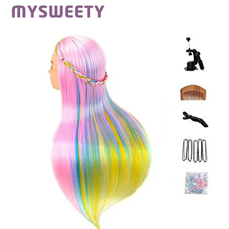 29 Inch Colorful Head Hairdressing Practice Training Doll Cosmetology Hair Styling Mannequins Heads with Clamp + Practice Tools
29 Inch Colorful Head Hairdressing Practice Training Doll Cosmetology Hair Styling Mannequins Heads with Clamp + Practice Tools