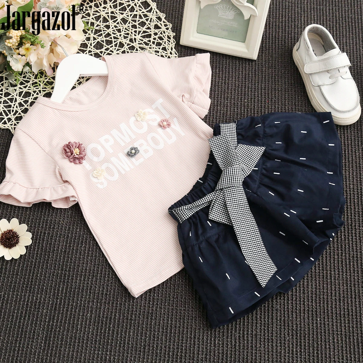 Girls Summer Clothes Set Short Sleeve Cotton T Shirt & Navy Bow Shorts 2 Pcs Clothing Suit Baby Girl Wholesale Children Wear
Girls Summer Clothes Set Short Sleeve Cotton T Shirt & Navy Bow Shorts 2 Pcs Clothing Suit Baby Girl Wholesale Children Wear