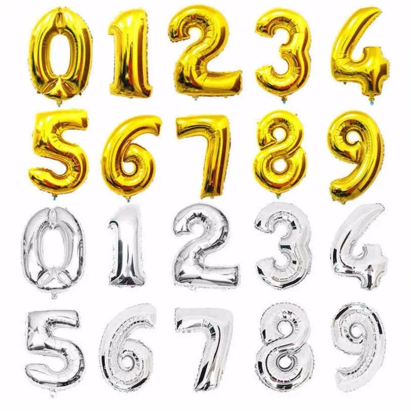 16/32/40inch Gold Silver Number Foil Balloons Digit air Ballons Birthday Party Wedding Decor Air Baloons Event Party Supplies
16/32/40inch Gold Silver Number Foil Balloons Digit air Ballons Birthday Party Wedding Decor Air Baloons Event Party Supplies