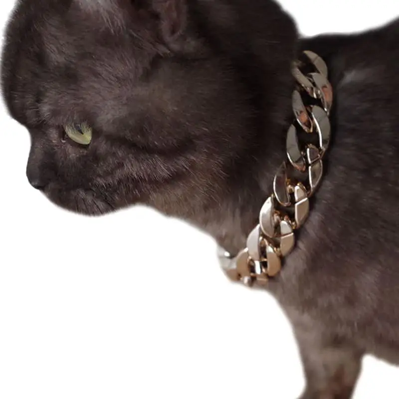 Exaggerated Extra-Coarse Cool Fake Stainless Steel Golden Cuban Gold Cat Dog Chain Neckaces Collars Choker Necklaces Pet Quality
Exaggerated Extra-Coarse Cool Fake Stainless Steel Golden Cuban Gold Cat Dog Chain Neckaces Collars Choker Necklaces Pet Quality