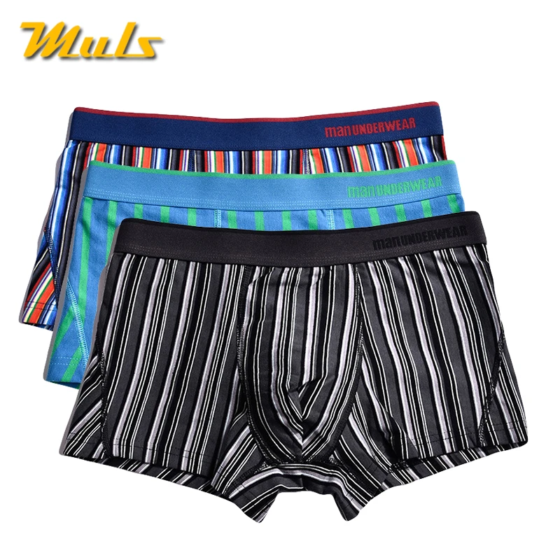 Muls бренд 3 шт./лот Carding хлопковые мужские боксеры короткие быстросохнущие