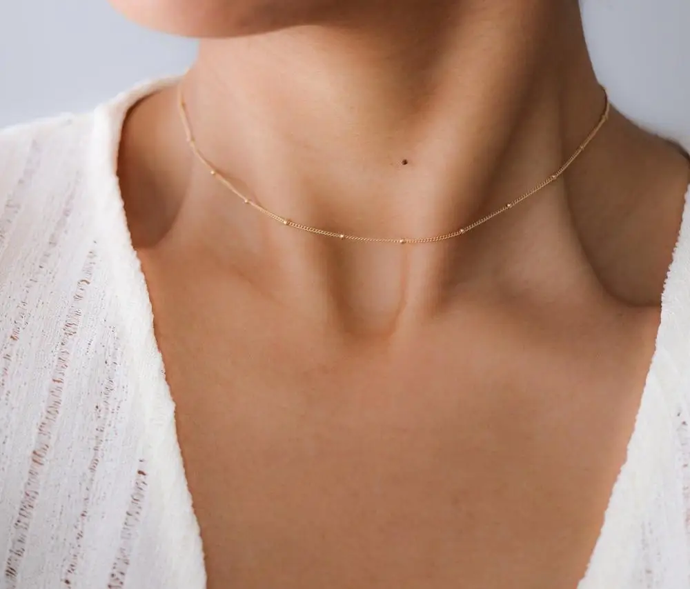Satellite chain necklace Gold filled Beaded chain Choker Necklace Minimal Jewelry Femme Collier Necklace Women Jewelry Collane
Satellite chain necklace Gold filled Beaded chain Choker Necklace Minimal Jewelry Femme Collier Necklace Women Jewelry Collane