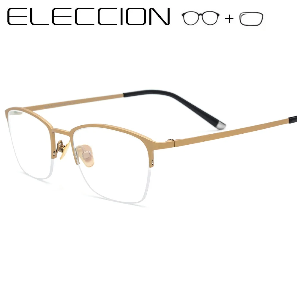 ELECCION Myopia Prescription Glasses Women Men Optical Eyeglass Ultralight Pure Titanium Half Frame Eyeglasses With Diopter
ELECCION Myopia Prescription Glasses Women Men Optical Eyeglass Ultralight Pure Titanium Half Frame Eyeglasses With Diopter