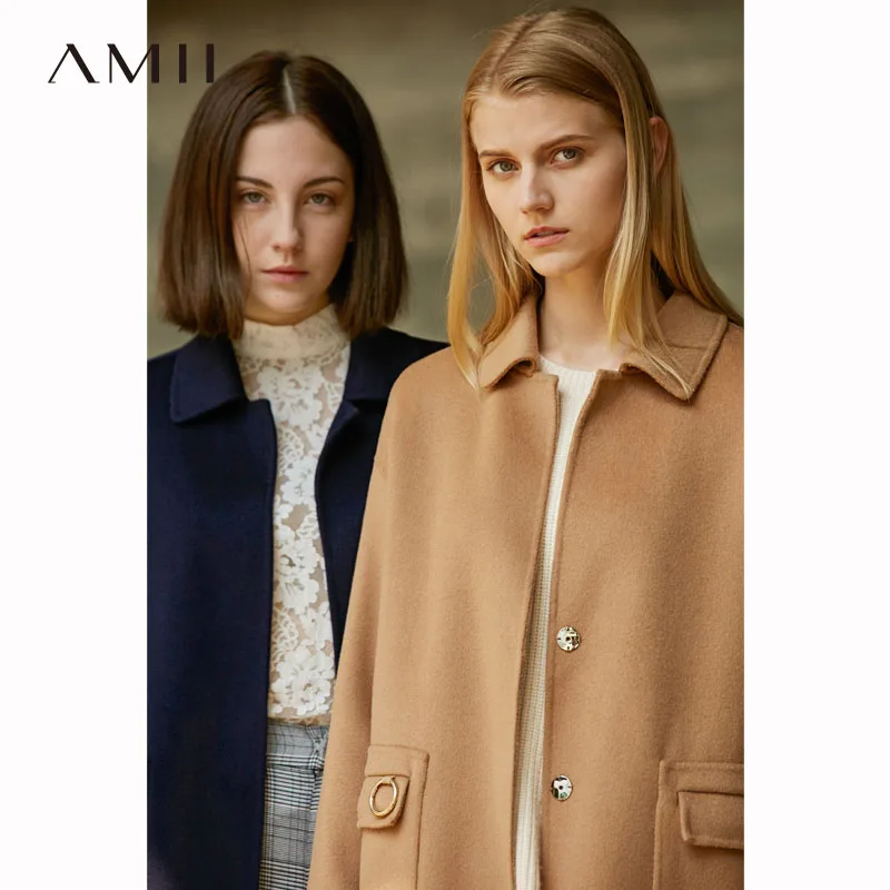 Amii Causal Wool 100% Coat Women Autumn Winter 2018 Office Solid Ring Decoration Female Double Side Woolen Long Jacket Coat
Amii Causal Wool 100% Coat Women Autumn Winter 2018 Office Solid Ring Decoration Female Double Side Woolen Long Jacket Coat