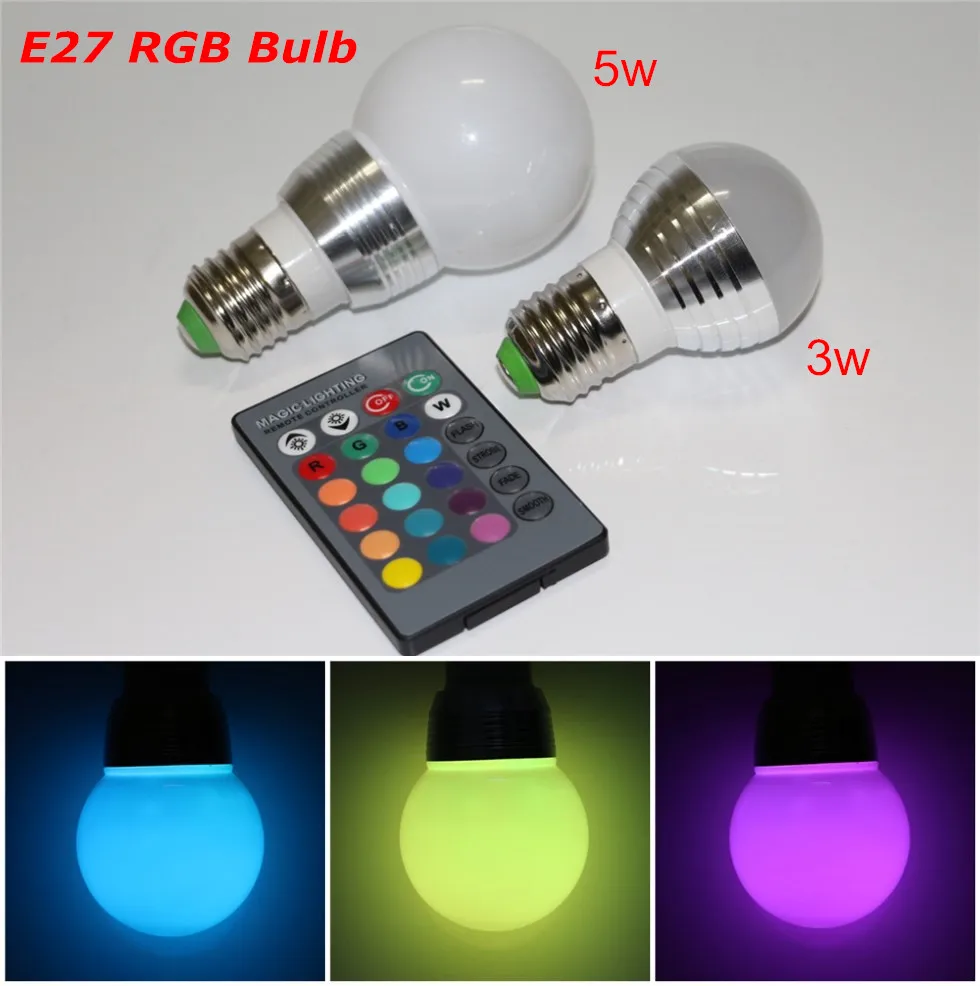 1Pcs E27 3W 5W RGB LED Lamp 110V 220V 16 Colors Change RGB LED Bulb Light RGB Lampara Bombillas LED With IR Remote Controller
1Pcs E27 3W 5W RGB LED Lamp 110V 220V 16 Colors Change RGB LED Bulb Light RGB Lampara Bombillas LED With IR Remote Controller