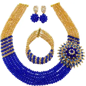 Blue Gold AB Crystal Beaded Costume Necklace African Jewelry Set for Women Nigerian Wedding Beads 5C-SXJB005
Blue Gold AB Crystal Beaded Costume Necklace African Jewelry Set for Women Nigerian Wedding Beads 5C-SXJB005