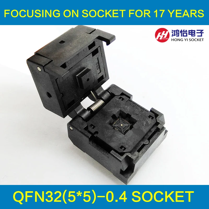 QFN32 MLF32 Burn in Socket IC Test Socket IC549-0324-006-G Pitch 0.4mm Clamshell Chip Size 5*5 Flash Adapter Programming Socket
QFN32 MLF32 Burn in Socket IC Test Socket IC549-0324-006-G Pitch 0.4mm Clamshell Chip Size 5*5 Flash Adapter Programming Socket