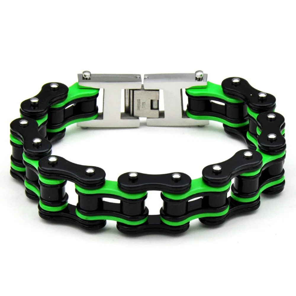 Punk Green Bicycle Bike Bracelets & Bangles Motorcycle Chain Men's Black Stainless Steel Men Biker Bracelet Jewelry 7-9.7"
Punk Green Bicycle Bike Bracelets & Bangles Motorcycle Chain Men's Black Stainless Steel Men Biker Bracelet Jewelry 7-9.7"