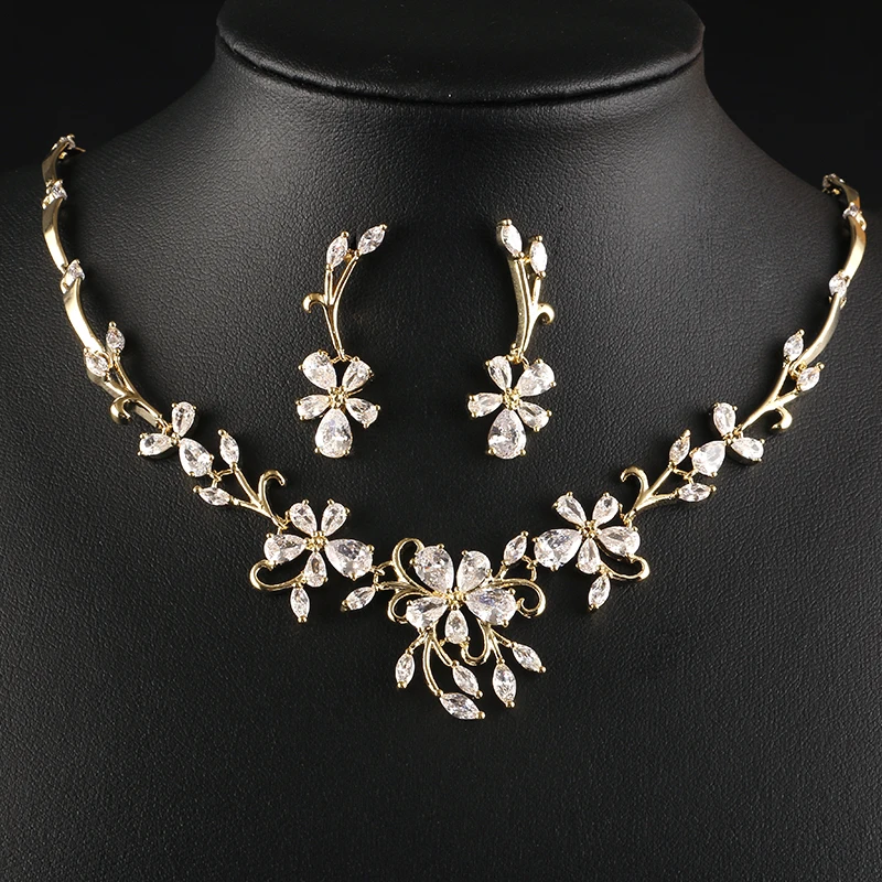 UILZ Wedding Women Jewelry Sets 2018 Fashion Flower Statement Necklace And Earring Set Party Accessories US305 | Украшения и