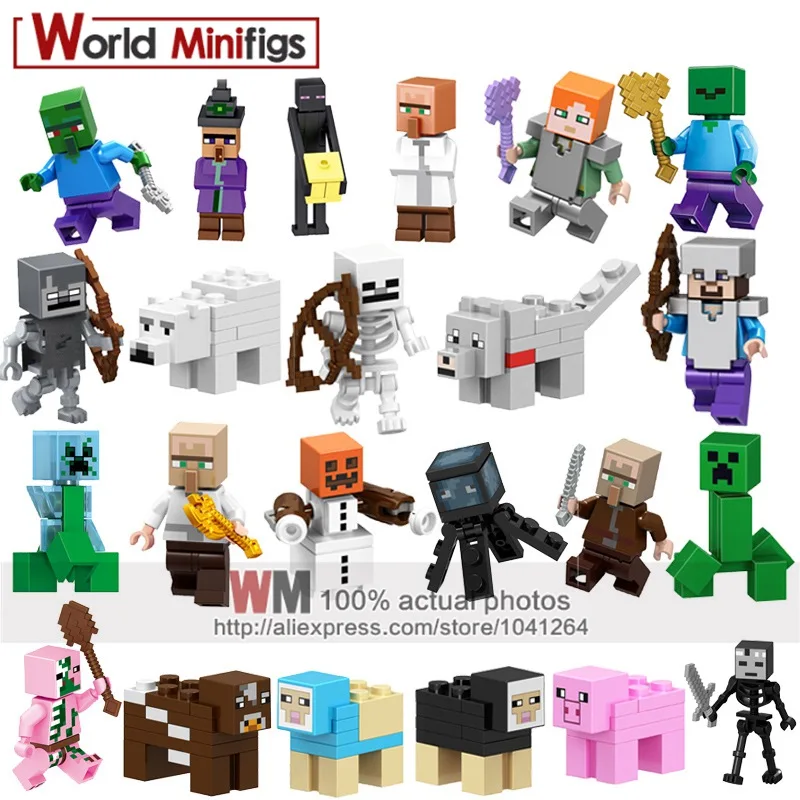Single my world Zombie PigMan s Action Figures Diamond Armor Steve Alex Skeleton Building Blocks Toys for Kids
Single my world Zombie PigMan s Action Figures Diamond Armor Steve Alex Skeleton Building Blocks Toys for Kids
