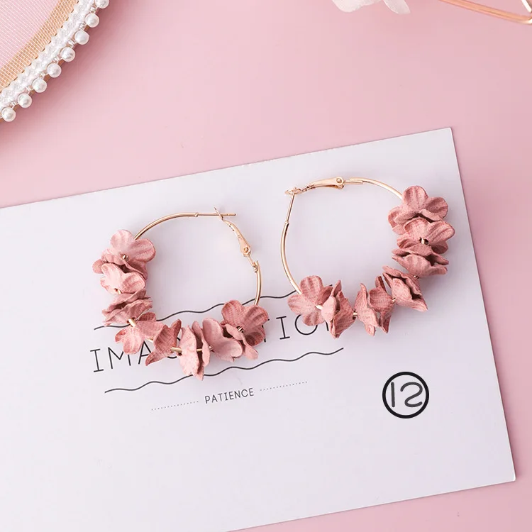 iMucci Japanese Unique Sweet Earrings Symmetry Glamour Elegant Ethic Style Daisy Fringed Temperament Fabric Accessories | Украшения и