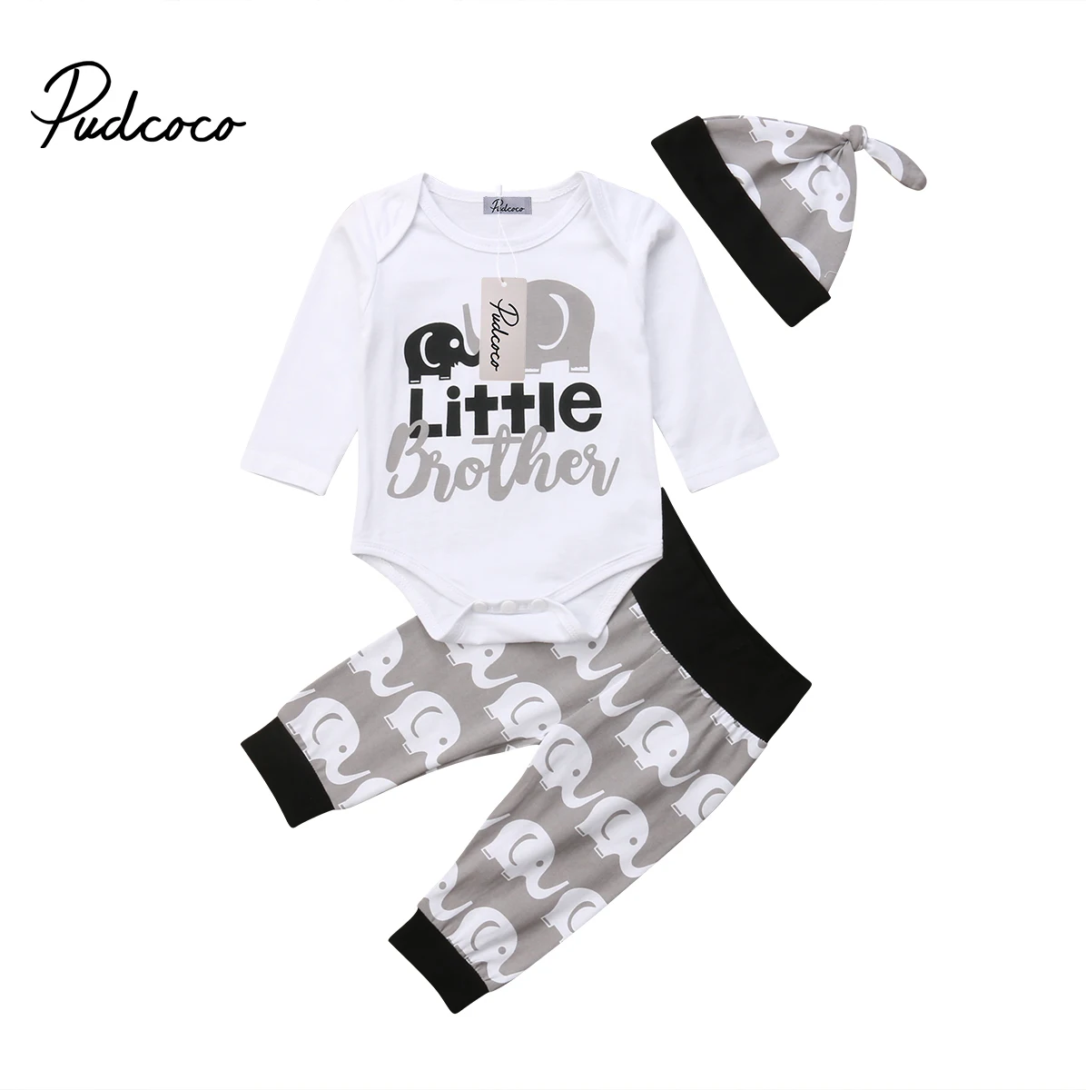Newborn Baby Boy Autumn Clothing Set Little Brother Tops Romper Elephant Pants with Hat Outfit Clothes
Newborn Baby Boy Autumn Clothing Set Little Brother Tops Romper Elephant Pants with Hat Outfit Clothes