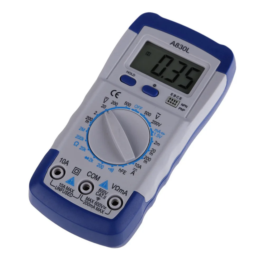 New A830L LCD Digital Multimeter DC AC Voltage Diode Freguency Multitester Auto/Manual Range Multimeter Tester Measurer
New A830L LCD Digital Multimeter DC AC Voltage Diode Freguency Multitester Auto/Manual Range Multimeter Tester Measurer