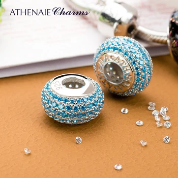 ATHENAIE 4 Colors Genuine 925 Sterling Silver Charms Bead Pave CZ Beads Color Blue Fit Charm Bracelet Authentic Jewelry Gift
ATHENAIE 4 Colors Genuine 925 Sterling Silver Charms Bead Pave CZ Beads Color Blue Fit Charm Bracelet Authentic Jewelry Gift