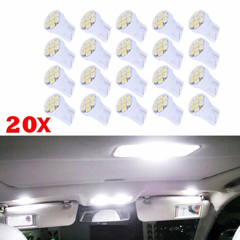 

20Pcs/set 12V Car White T10 W5W 8SMD LED Auto License Plate Indicator Light Bulb 194 168 192 Car Lightings