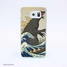 3389G The Great Godzilla Off Kanagawa Print Hard Transparent Case Cover for Galaxy S3 S4 S5 & Mini S6 S7 & edge