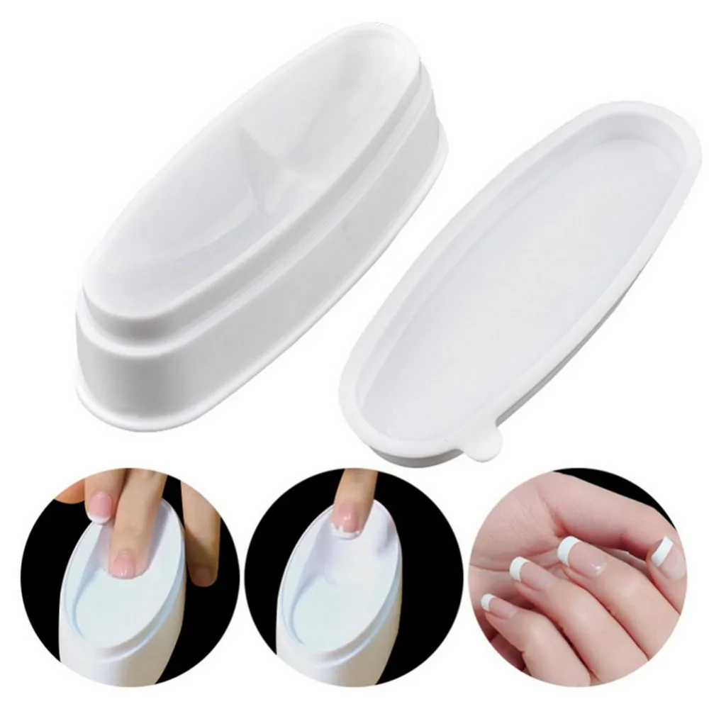 Nail Art Container Storage Box Case White French Smile Line Sculpture Tips Dipping Acrylic Powder Moulding Guides Tools Manicure | Красота и