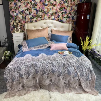 New Blue Luxury Romantic Lace Royal Palace Bedding Set Silk Cotton Duvet Cover 100S Egyptian cotton Bed Sheet Pillowcases 4pcs
New Blue Luxury Romantic Lace Royal Palace Bedding Set Silk Cotton Duvet Cover 100S Egyptian cotton Bed Sheet Pillowcases 4pcs
