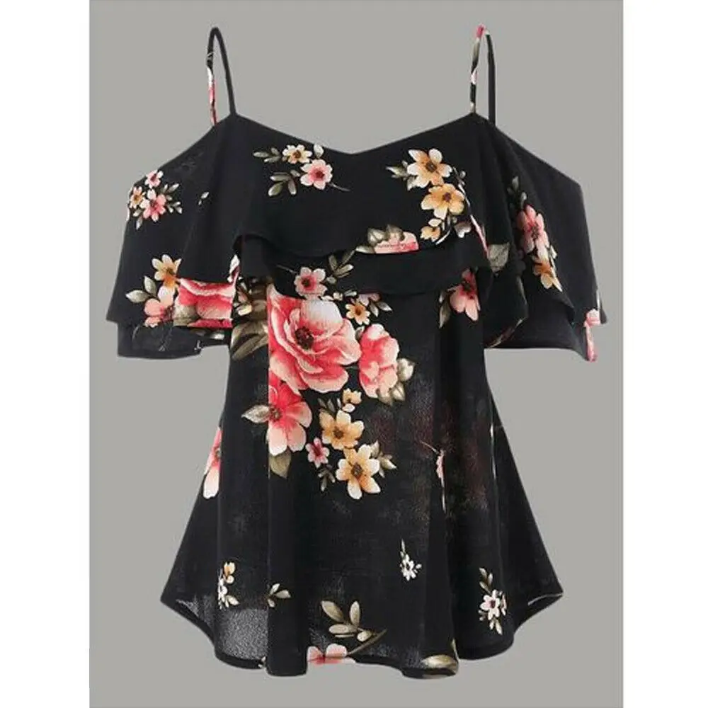 2019 Women Off Shoulder Short Sleeve Blouses Floral Print Chiffon Shirts Casual Ladies Hollow Multi-ruffles Female Blusas Tops
2019 Women Off Shoulder Short Sleeve Blouses Floral Print Chiffon Shirts Casual Ladies Hollow Multi-ruffles Female Blusas Tops