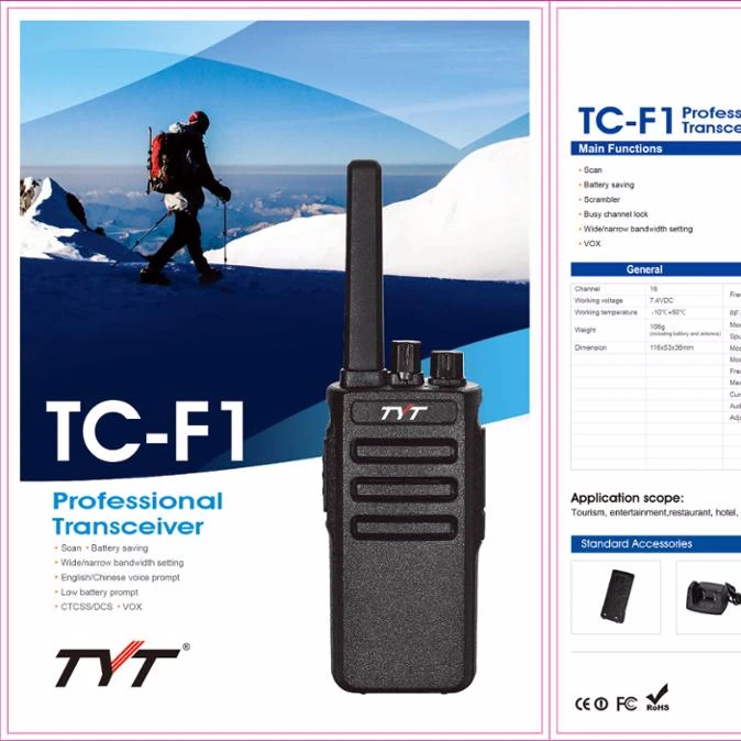 NEWEST TYT very cheap transceiver 5Watt walkie talkie TC-F1 Two Way Radio
NEWEST TYT very cheap transceiver 5Watt walkie talkie TC-F1 Two Way Radio