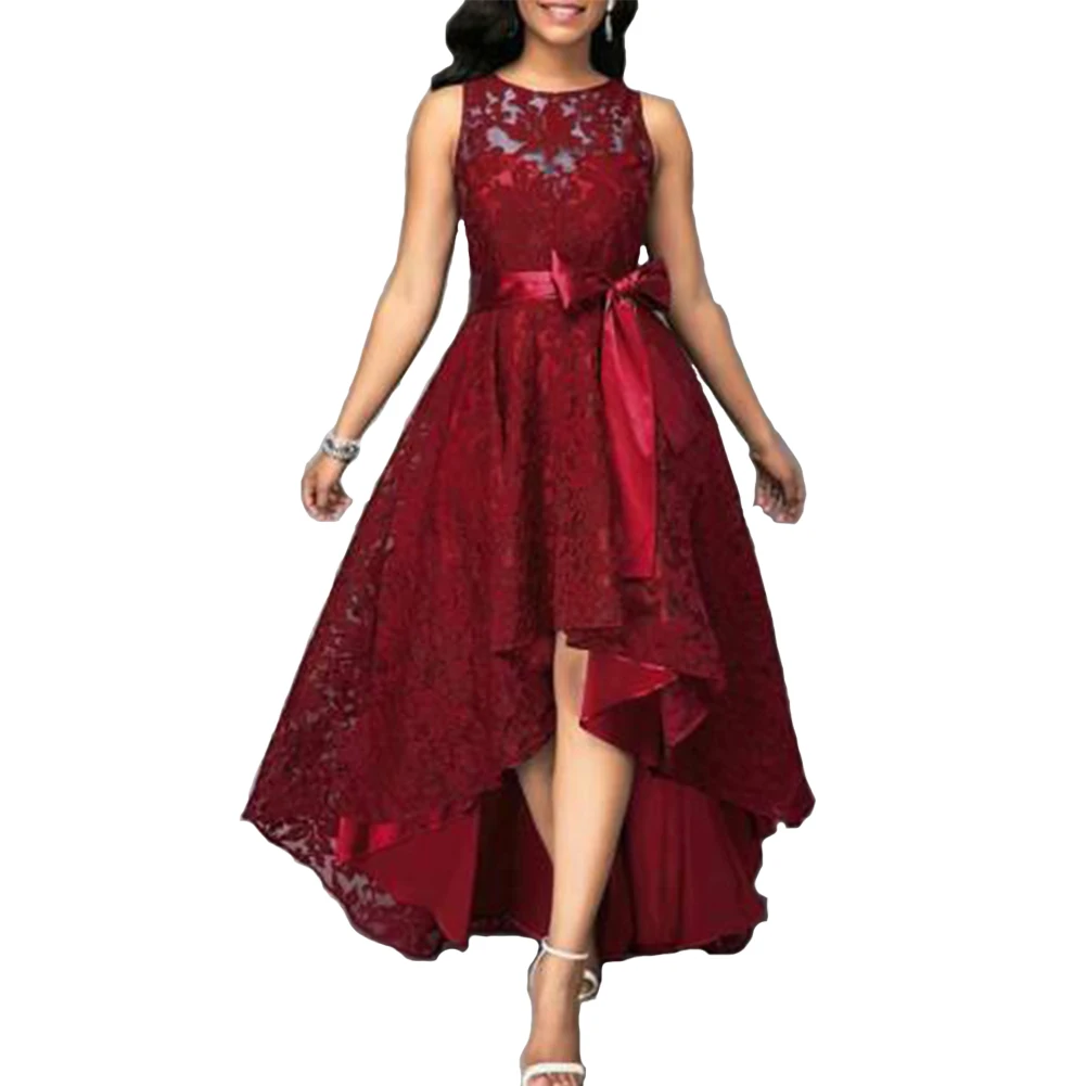 Formal Cocktail Fashion Large Hem Ladies Summer Sleeveless Solid Crew Neck Lace Long Gown Prom Women Dress A-line Party Dress
Formal Cocktail Fashion Large Hem Ladies Summer Sleeveless Solid Crew Neck Lace Long Gown Prom Women Dress A-line Party Dress