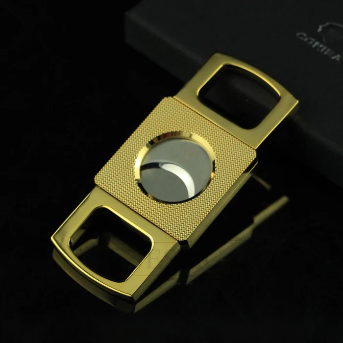 

COHIBA Metal Dual Blades Cigar Cutter Guillotine Sharp Round Cutting Hole Tobacco Cutting For Cigars With Gift Box