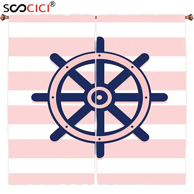 Window Curtains Treatments 2 Panels,Ships Wheel Decor Collection Ship Wheel Pattern on Horizontal Striped Background Fun Journey
Window Curtains Treatments 2 Panels,Ships Wheel Decor Collection Ship Wheel Pattern on Horizontal Striped Background Fun Journey