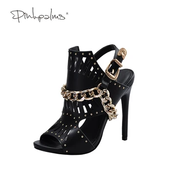 Pink Palms women summer shoes high heels black novelty cut out metal chain punk classics party ladies sandals
Pink Palms women summer shoes high heels black novelty cut out metal chain punk classics party ladies sandals