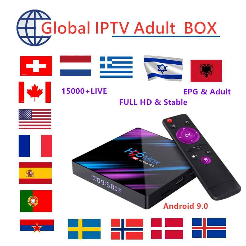 French IPTV H96 Max box android 9.0 IPTV Israel Greek Netherland Portugal Italia Albanian Latio Sweden Nordic Spain box
French IPTV H96 Max box android 9.0 IPTV Israel Greek Netherland Portugal Italia Albanian Latio Sweden Nordic Spain box