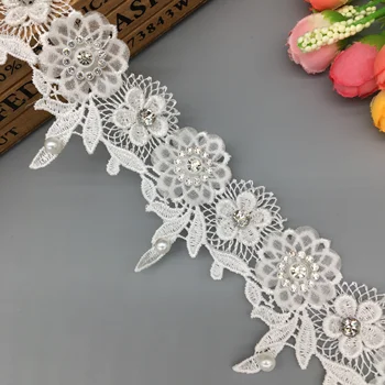 1 yard French Lace Fabric 3D Flower Pearl Diamond Embroidered Lace Trim Ribbon DIY Sewing Craft For Costume Wedding Decoration
1 yard French Lace Fabric 3D Flower Pearl Diamond Embroidered Lace Trim Ribbon DIY Sewing Craft For Costume Wedding Decoration