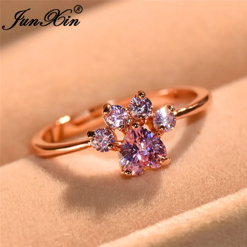 Anillos de dibujos animados Verde Gato Perro Garra Pie Anillo R3O4