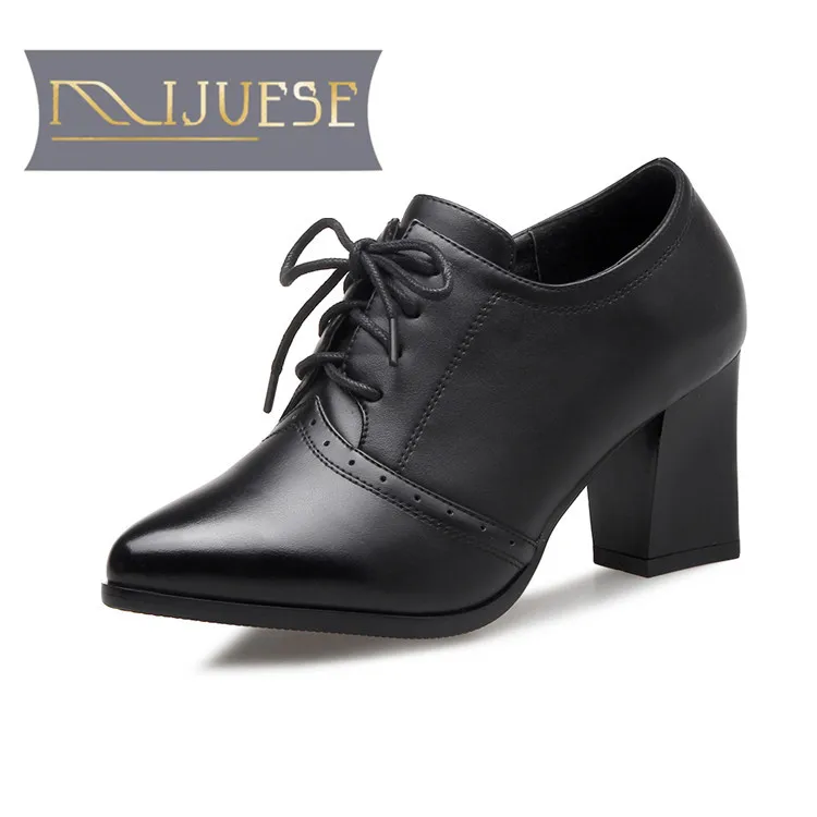 MLJUESE 2018 women pumps autumn spring lace up Black color pointed toe cut-outs high heels women size 34-43
MLJUESE 2018 women pumps autumn spring lace up Black color pointed toe cut-outs high heels women size 34-43