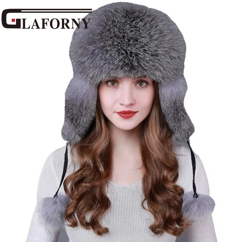 Glaforny 2018 Super Luxury Fox Fur Hat Winter Ushanka/Cossack Bomber Cap with Fur Earmuff Warm Russian Women Leifeng Hats
Glaforny 2018 Super Luxury Fox Fur Hat Winter Ushanka/Cossack Bomber Cap with Fur Earmuff Warm Russian Women Leifeng Hats